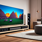 ** A modern living room with a wireless surround sound system. Focus on the freedom from cables and flexible speaker placement. Show a person enjoying music or a movie, emphasizing the immersive experience.

2.  **Prompt for